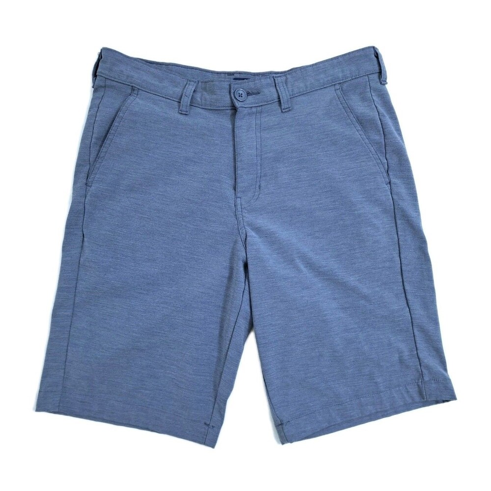George Men's Size 32 Tech Shorts Blue Stretch Chino Flat Front Golf 9" Inseam